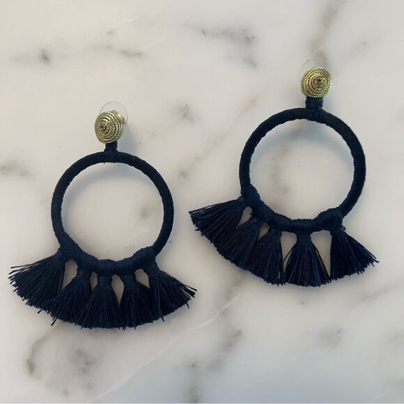 Anthropologie Jewelry - Anthropologie Navy Earrings